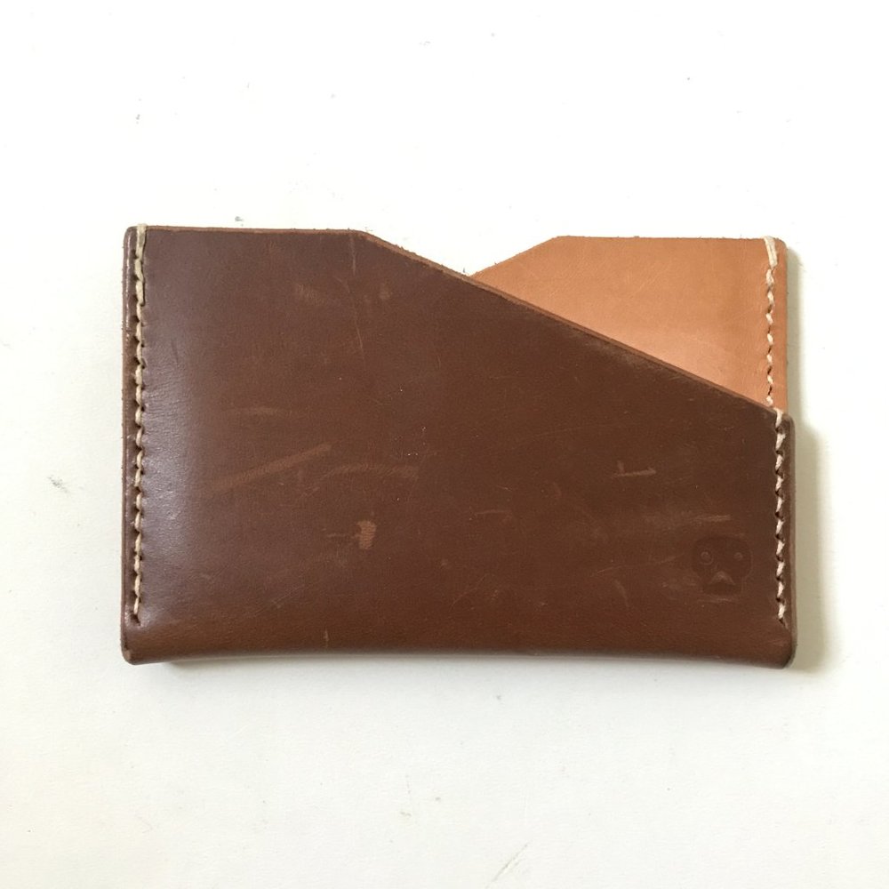 Brown Leather 3 Pocket Card Wallet Holder